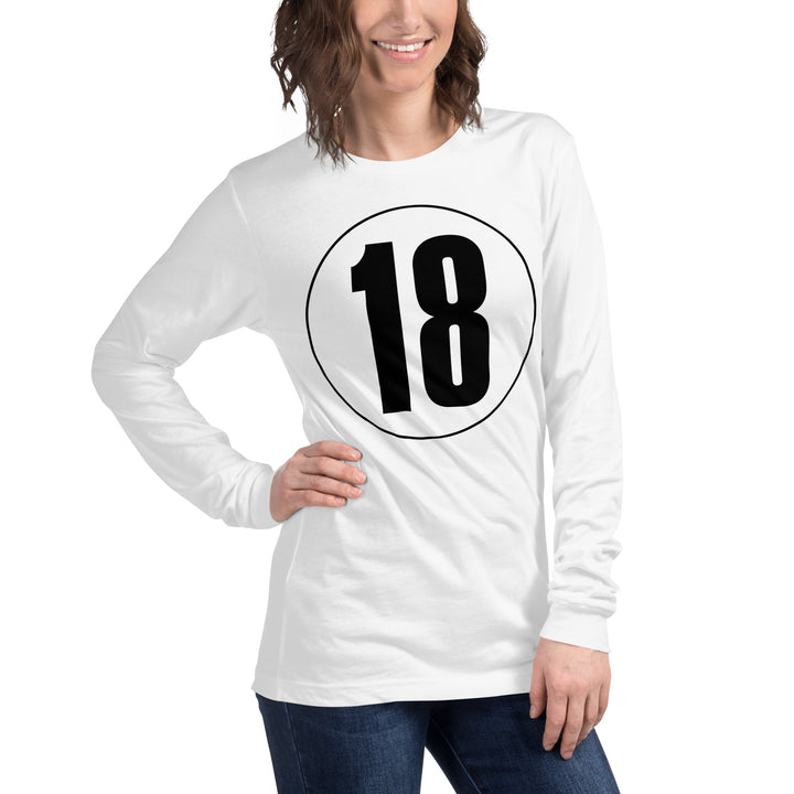 Unisex Long Sleeve Tee: Black on White 18