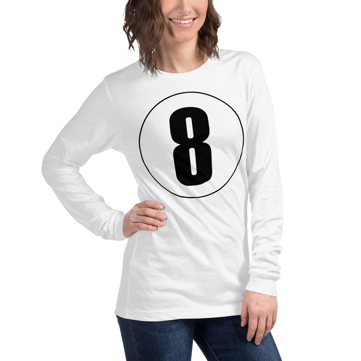 Unisex Long Sleeve Tee: Black on White 8