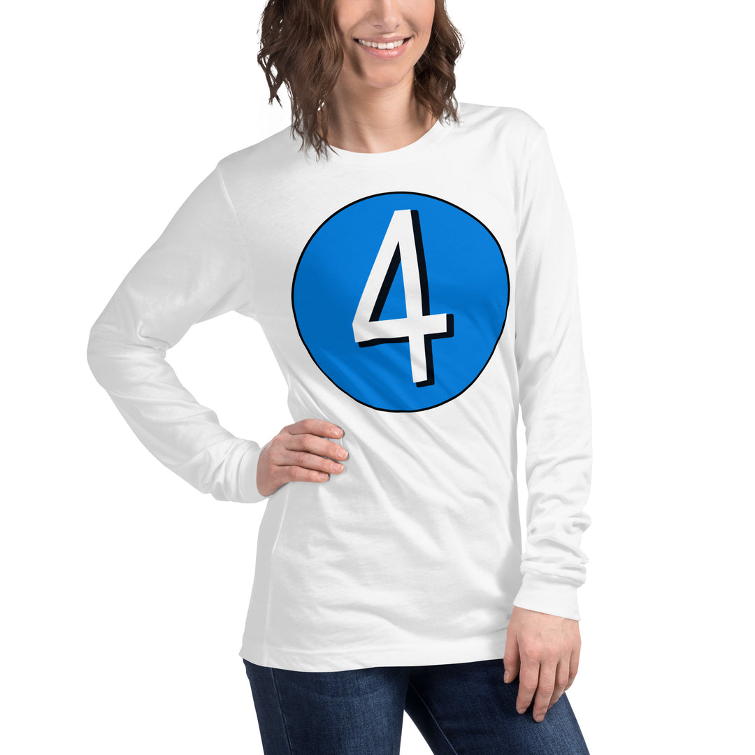 Unisex Long Sleeve Tee: White on Blue 4