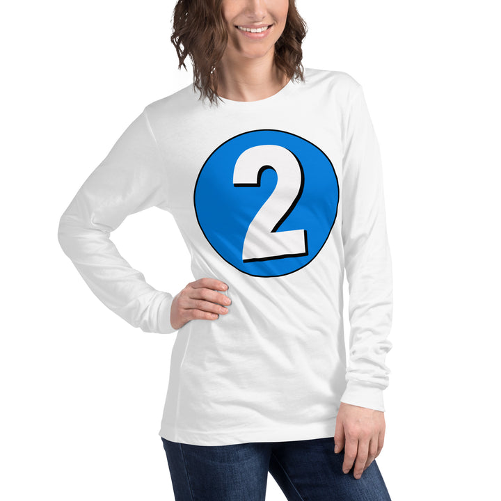 Unisex Long Sleeve Tee: White on Blue 2