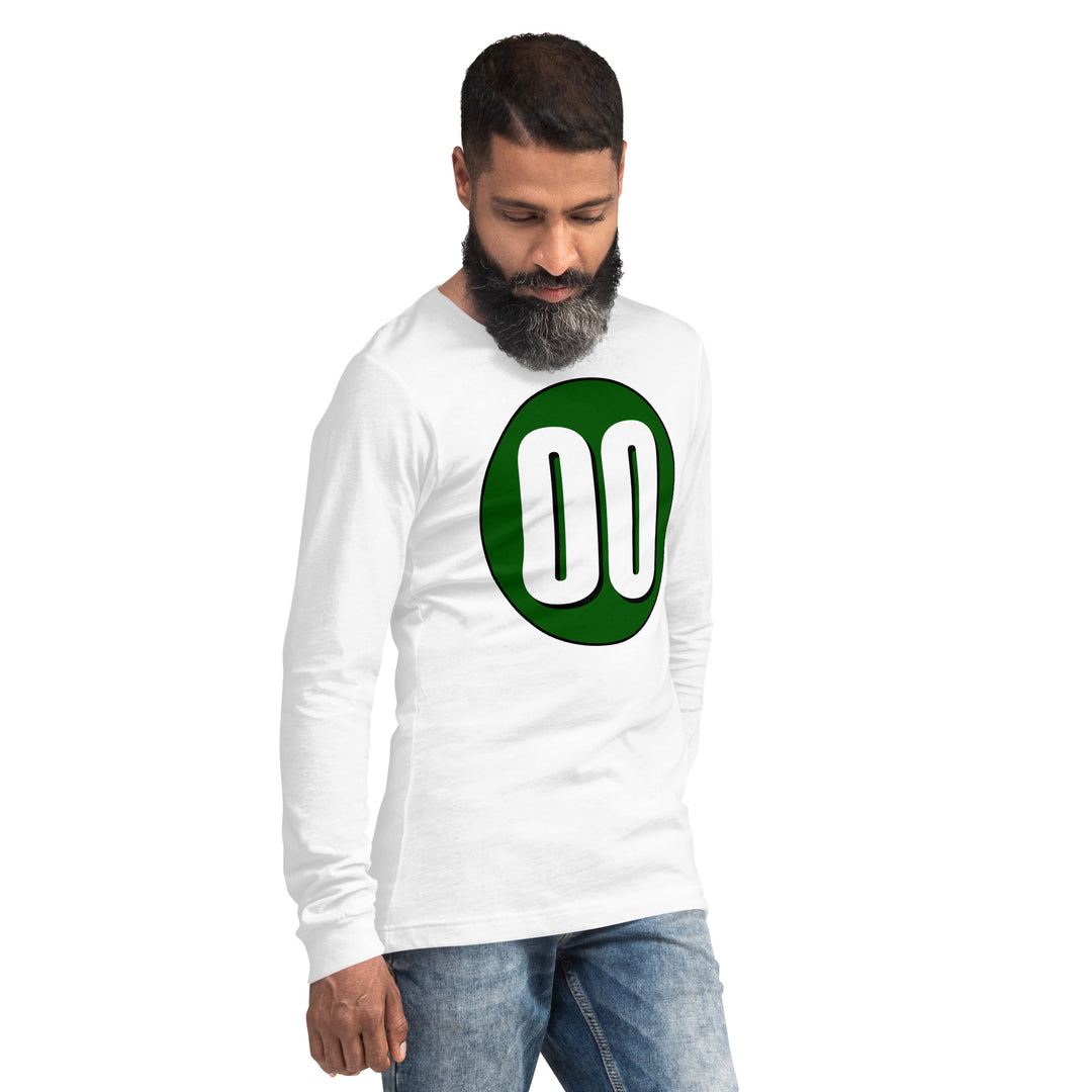 Unisex Long Sleeve Tee: White on Hunter Green 00