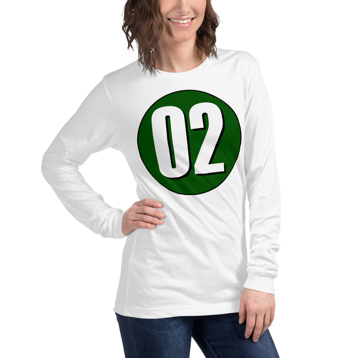 Unisex Long Sleeve Tee: White on Hunter Green 02