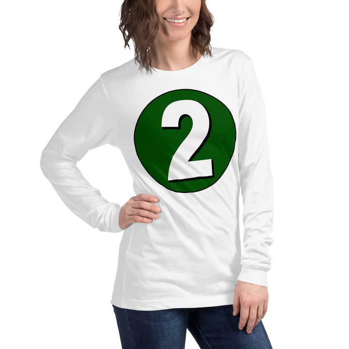 Unisex Long Sleeve Tee: White on Hunter Green 2