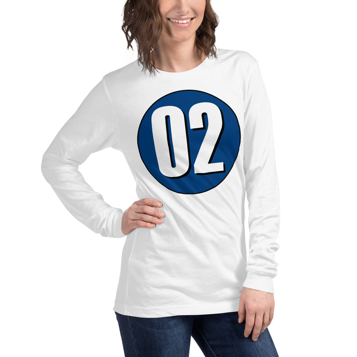 Unisex Long Sleeve Tee: White on Navy Blue 02