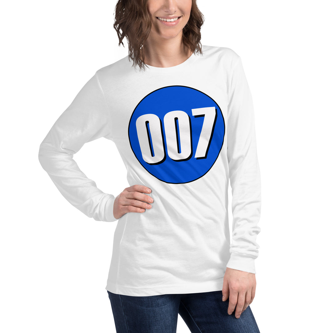 Unisex Long Sleeve Tee: White on Periwinkle 007