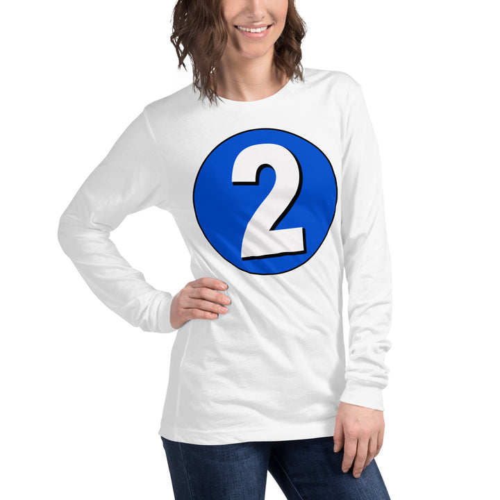 Unisex Long Sleeve Tee: White on Periwinkle 2