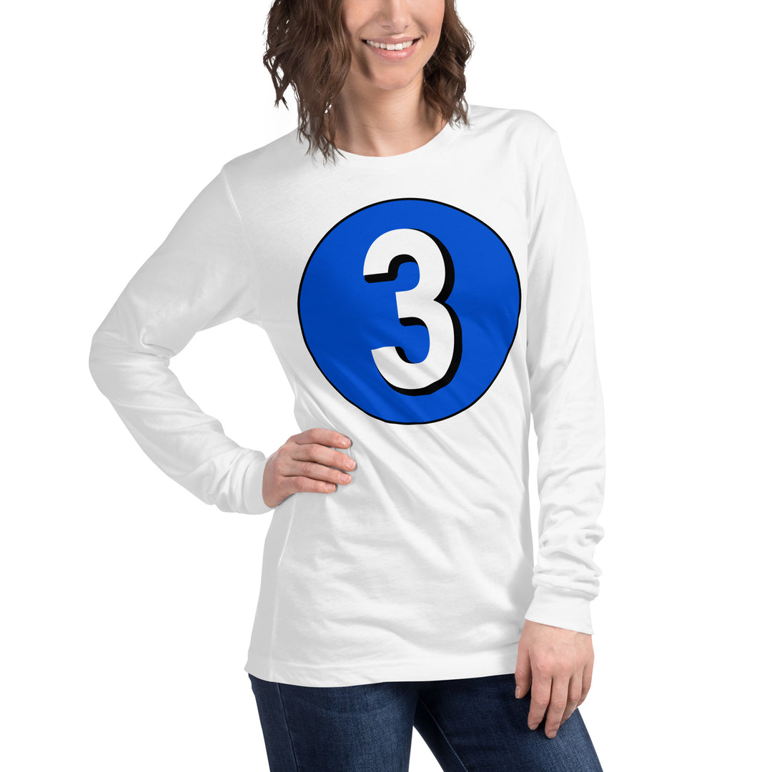 Unisex Long Sleeve Tee: White on Periwinkle 3