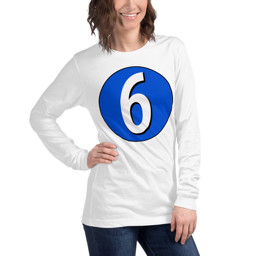 Unisex Long Sleeve Tee: White on Periwinkle 6