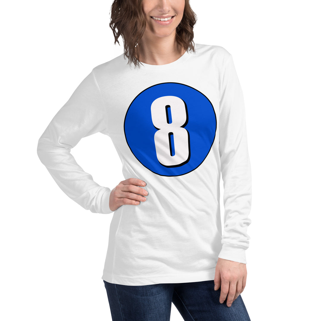 Unisex Long Sleeve Tee: White on Periwinkle 8