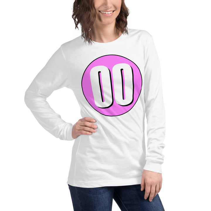 Unisex Long Sleeve Tee: White on Pink 00