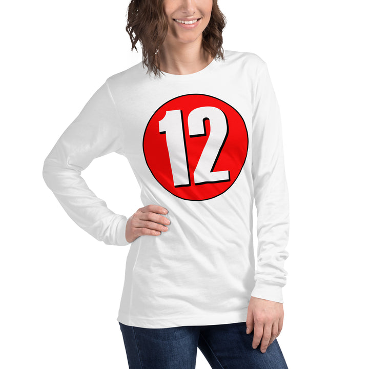 Unisex Long Sleeve Tee: White on Red 12