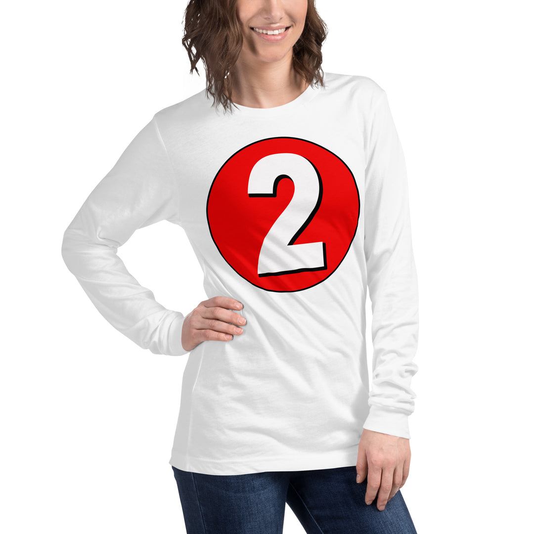 Unisex Long Sleeve Tee: White on Red 2