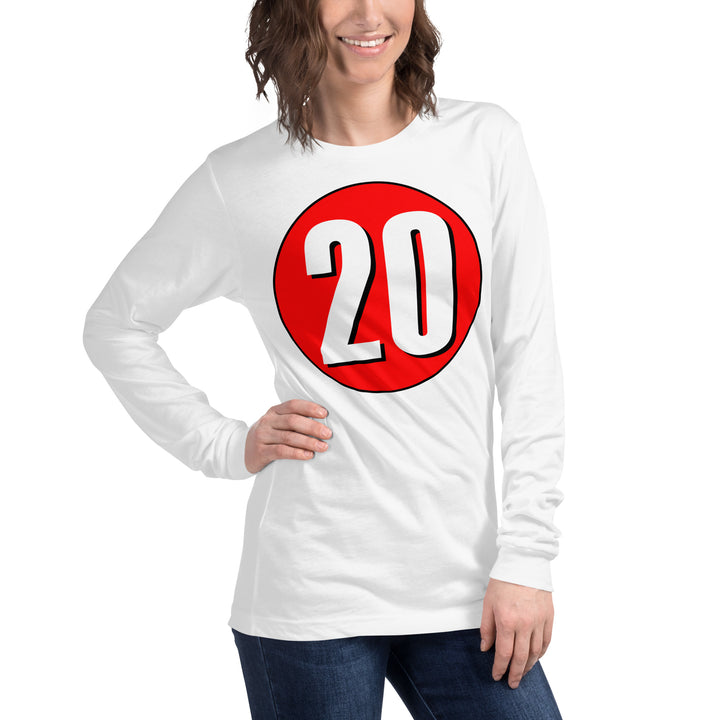 Unisex Long Sleeve Tee: White on Red 20