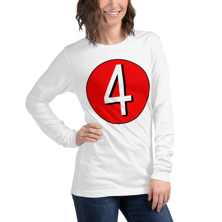 Unisex Long Sleeve Tee: White on Red 4