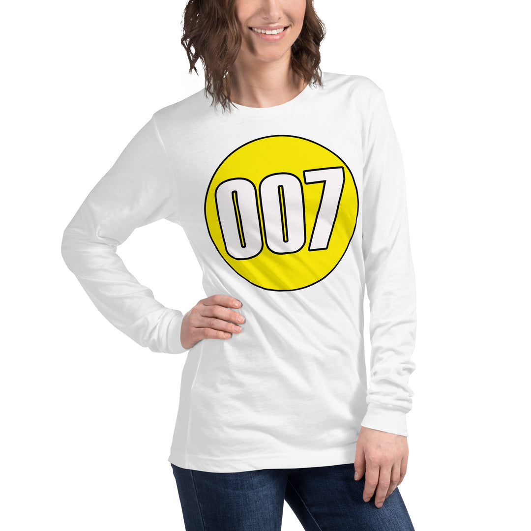 Unisex Long Sleeve Tee: White on Yellow 007