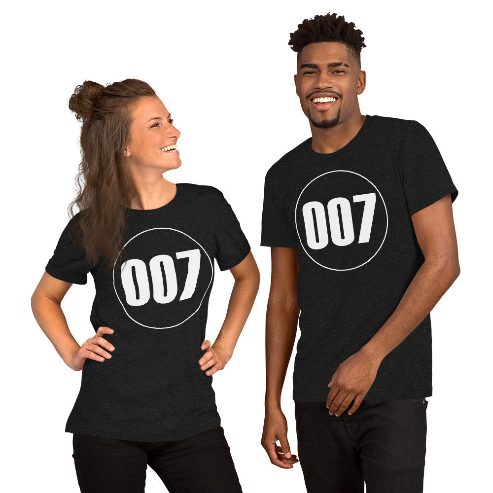 Unisex t-shirt: White on Black 007