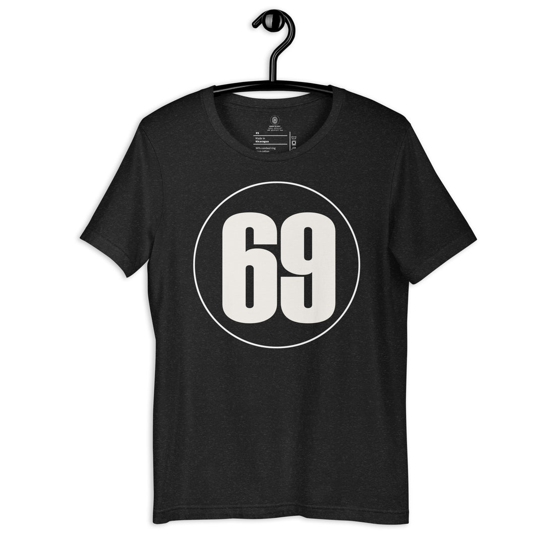 Unisex t-shirt: White on Black 69