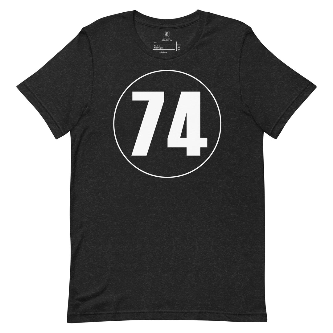 Unisex t-shirt: White on Black 74