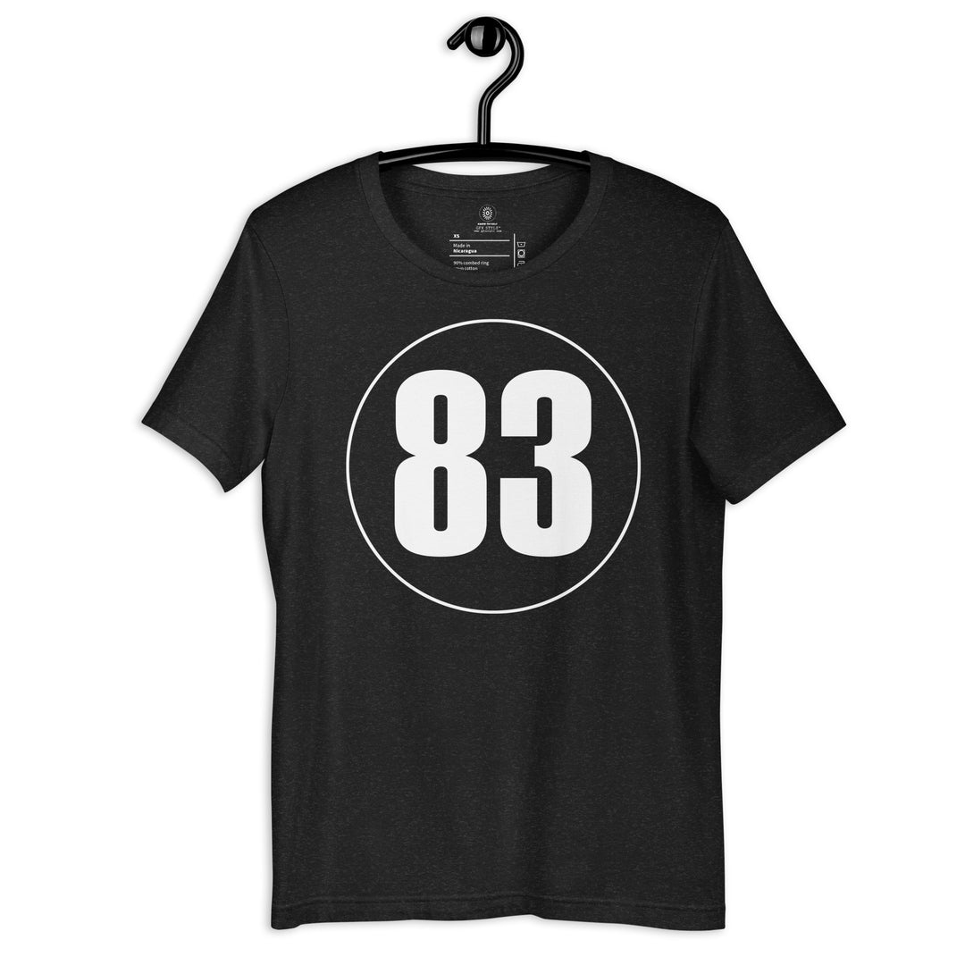 Unisex t-shirt: White on Black 83