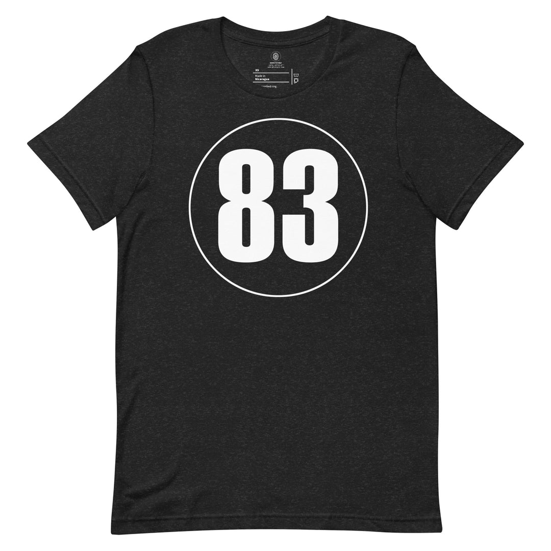 Unisex t-shirt: White on Black 83