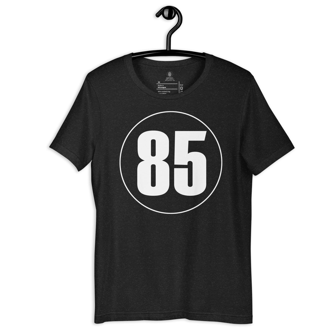 Unisex t-shirt: White on Black 85