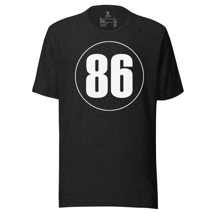 Unisex t-shirt: White on Black 86