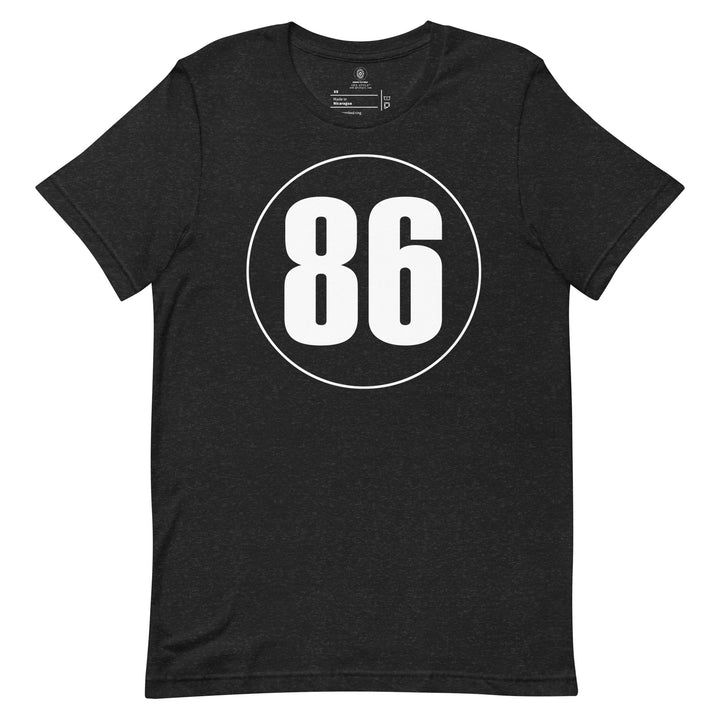 Unisex t-shirt: White on Black 86