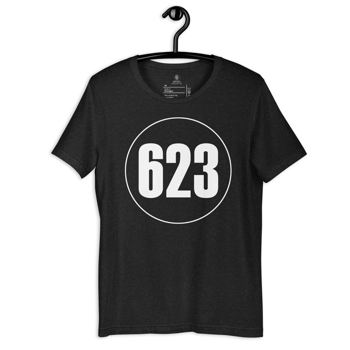 Unisex t-shirt: White on Black 623