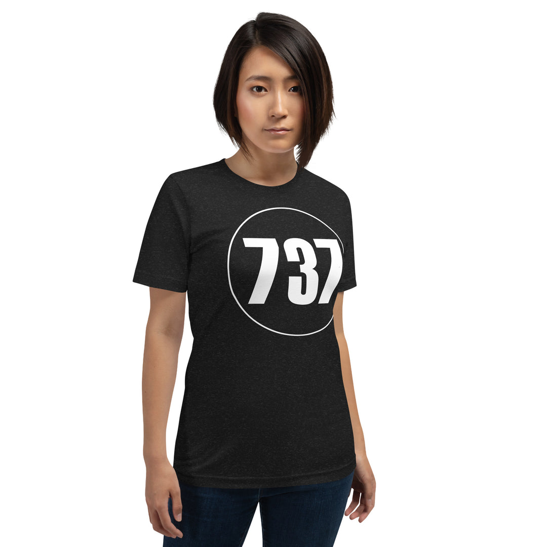 Unisex t-shirt: White on Black 737