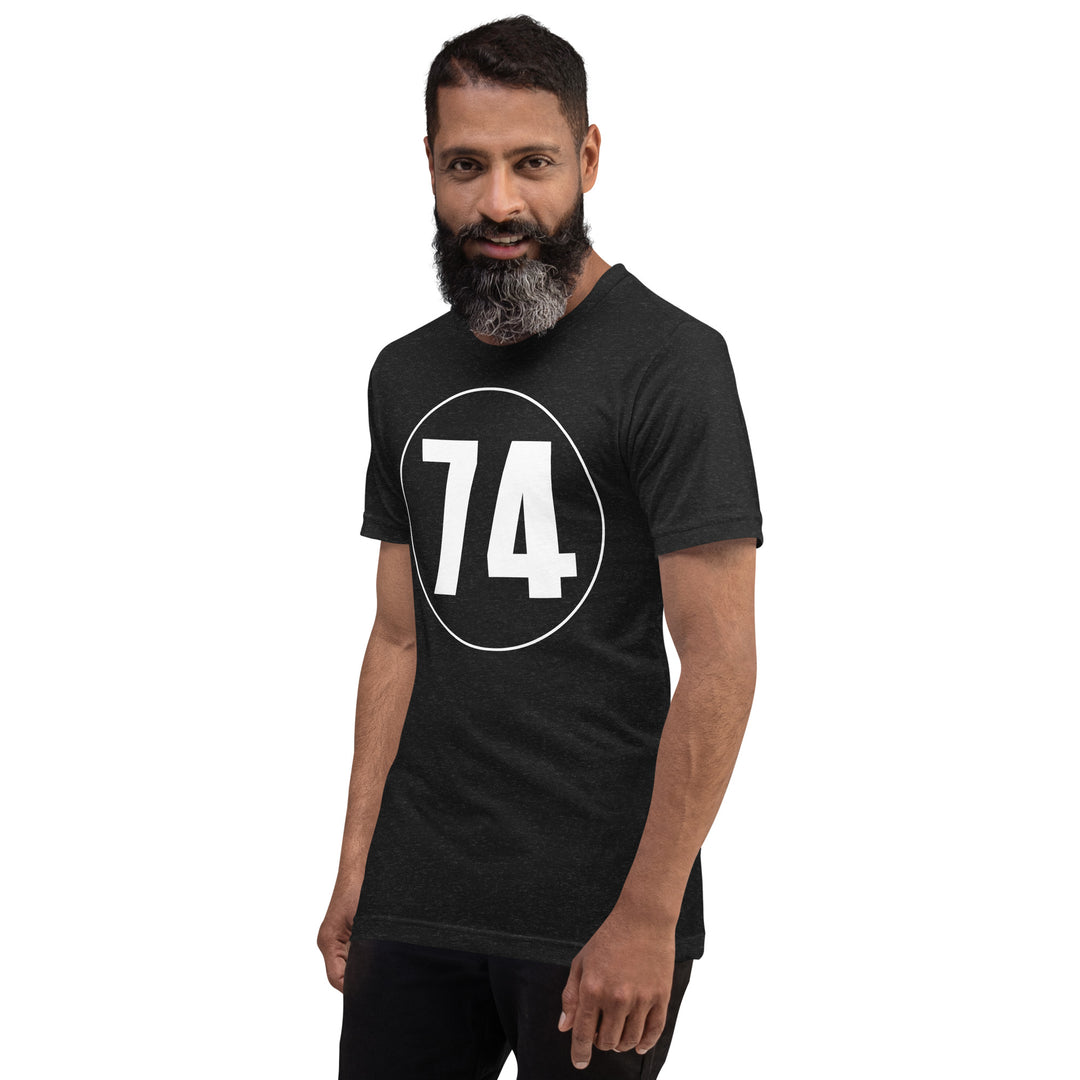 Unisex t-shirt: White on Black 74