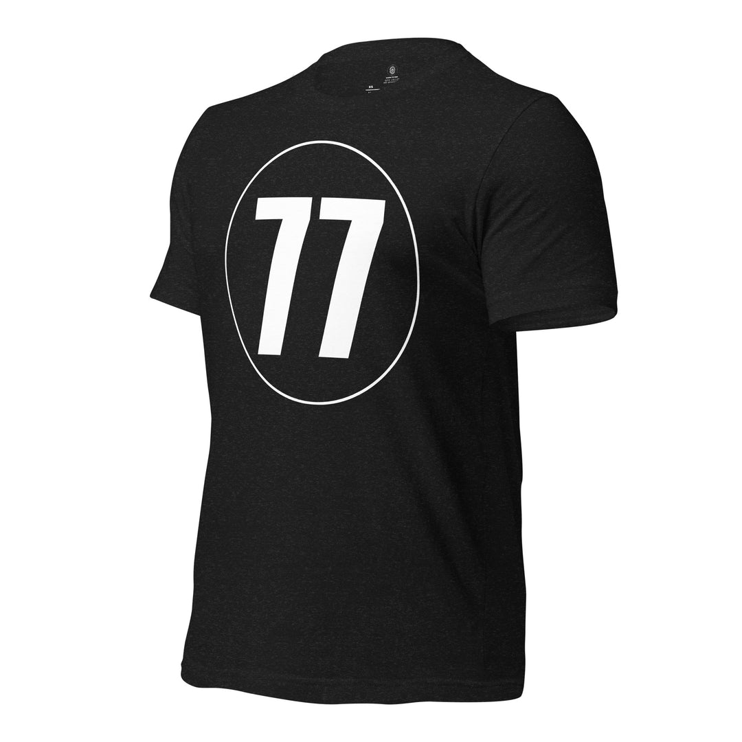 Unisex t-shirt: White on Black 77