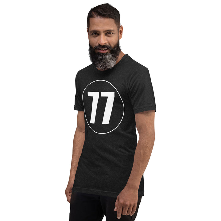 Unisex t-shirt: White on Black 77