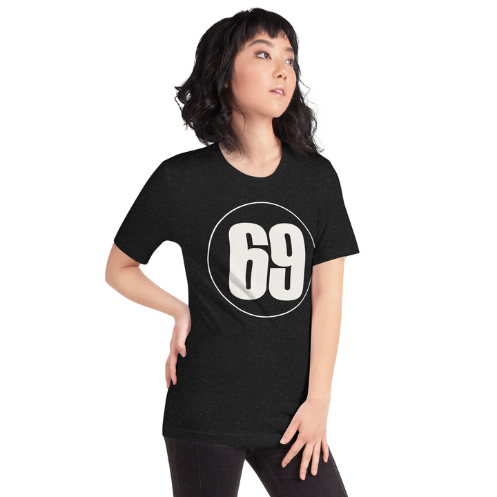 Unisex t-shirt: White on Black 69