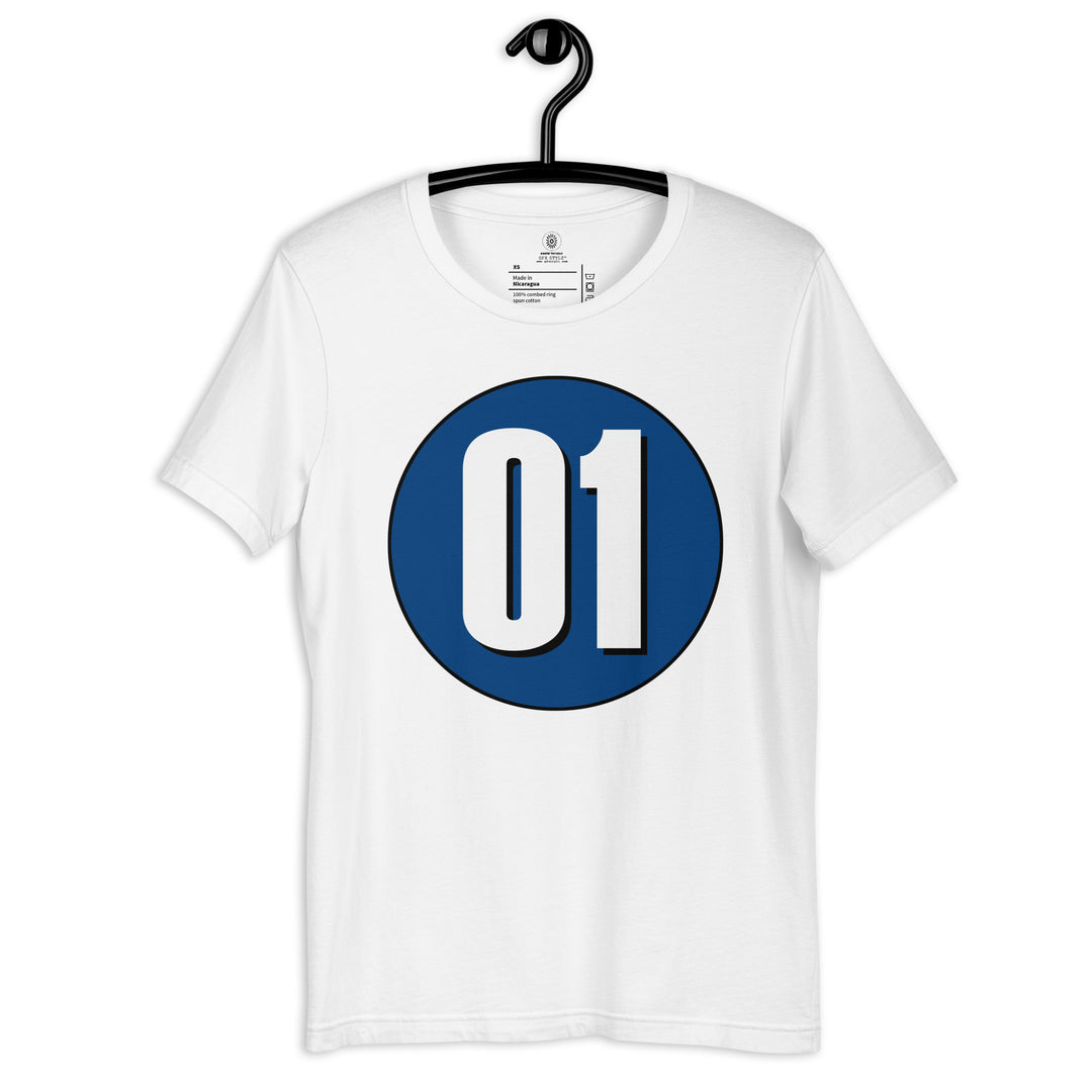 Unisex t-shirt: White on Navy Blue 01