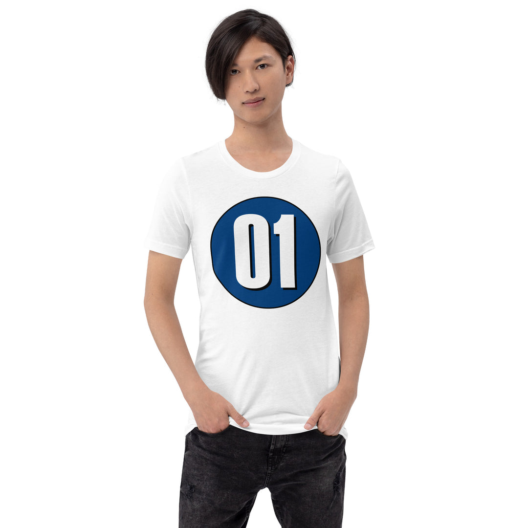 Unisex t-shirt: White on Navy Blue 01