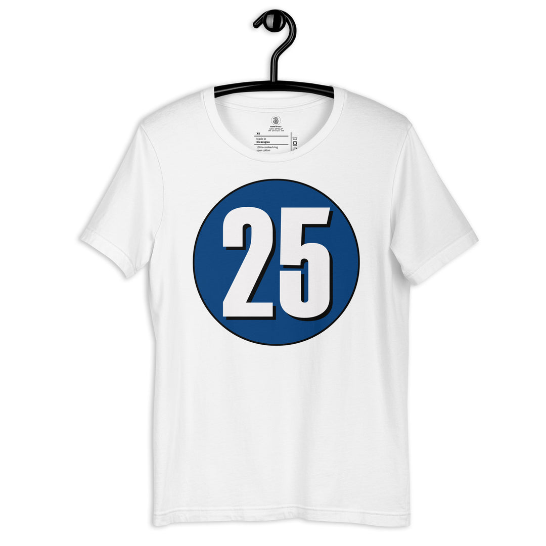 Unisex t-shirt: White on Navy Blue 25