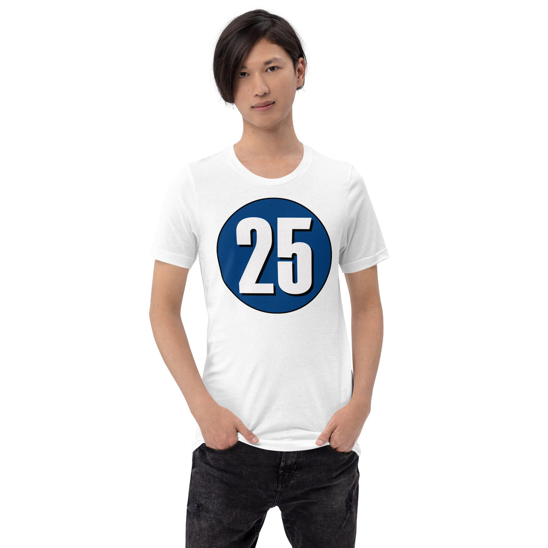 Unisex t-shirt: White on Navy Blue 25