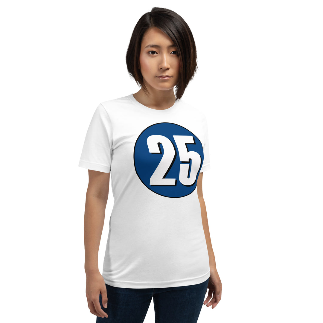 Unisex t-shirt: White on Navy Blue 25