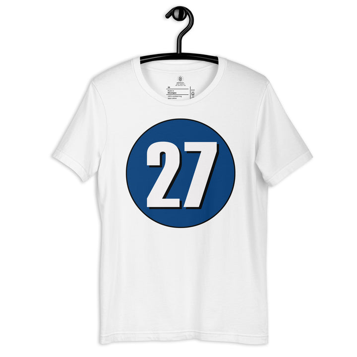 Unisex t-shirt: White on Navy Blue 27