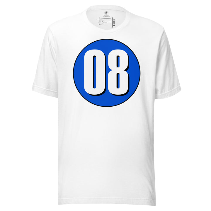 Unisex t-shirt: White on Periwinkle 08