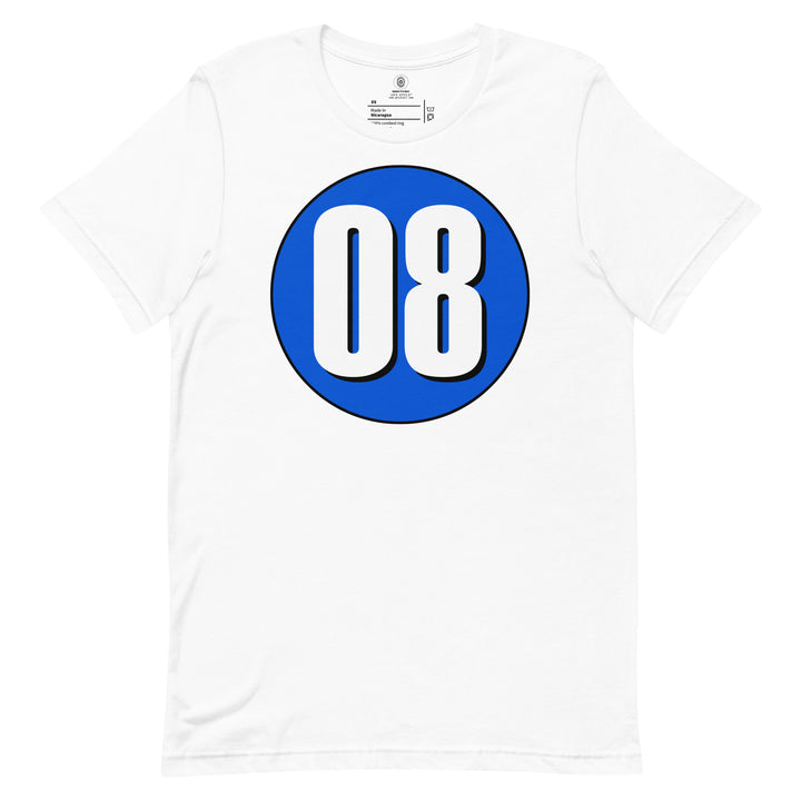 Unisex t-shirt: White on Periwinkle 08