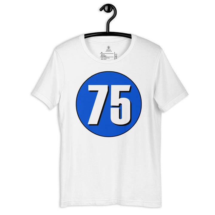 Unisex t-shirt: White on Periwinkle 75