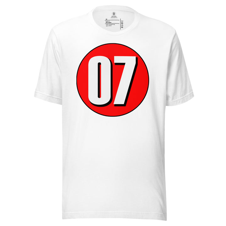 Unisex t-shirt: White on Red 07