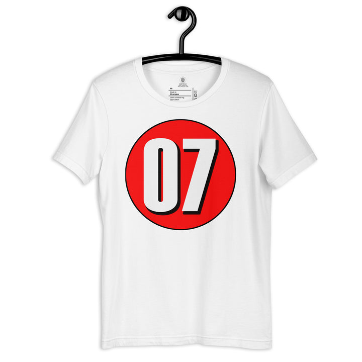 Unisex t-shirt: White on Red 07