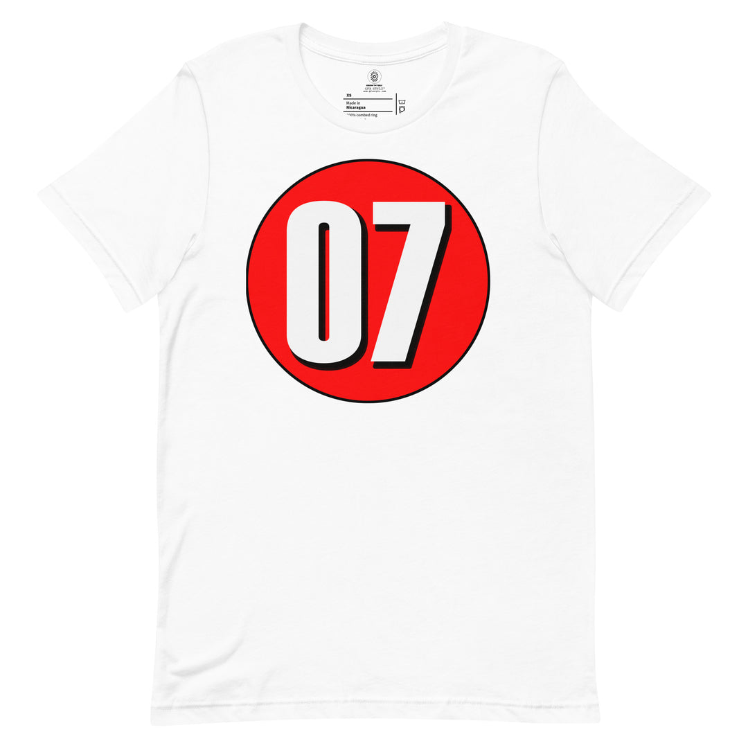 Unisex t-shirt: White on Red 07