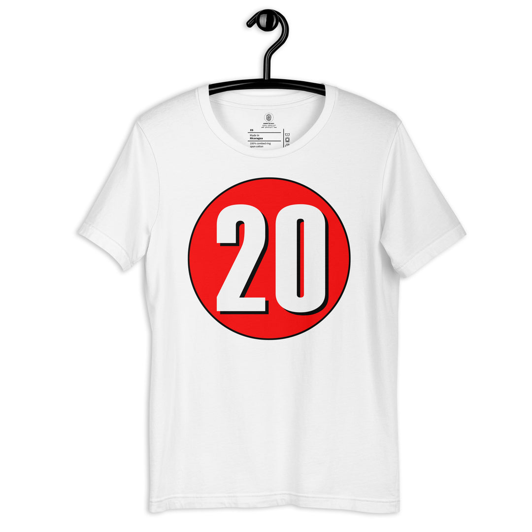 Unisex t-shirt: White on Red 20