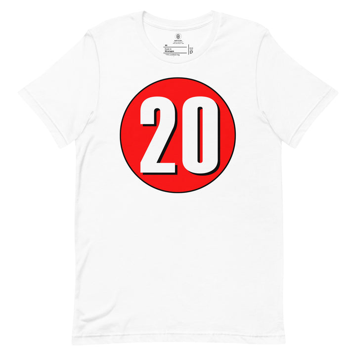 Unisex t-shirt: White on Red 20
