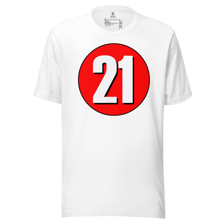 Unisex t-shirt: White on Red 21