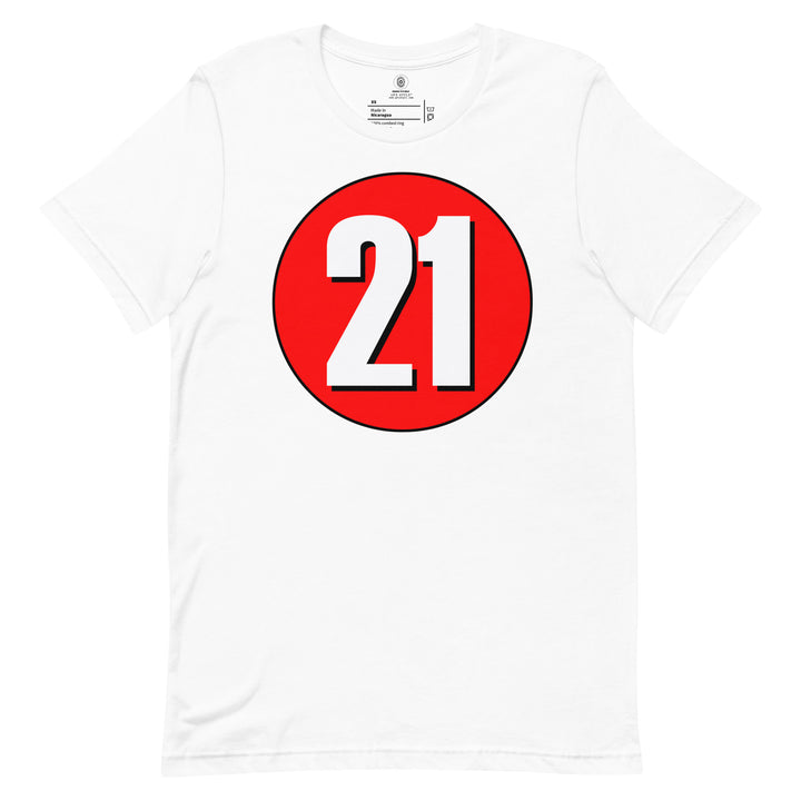 Unisex t-shirt: White on Red 21