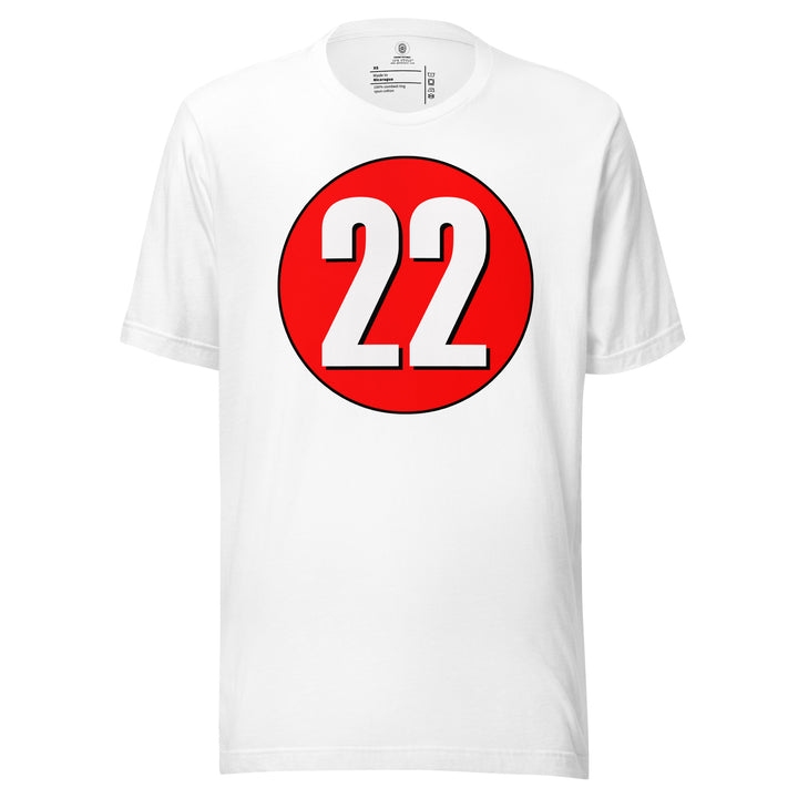 Unisex t-shirt: White on Red 22